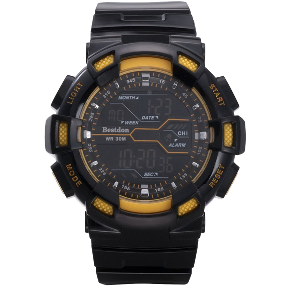 Bestdon Swiss Mens Sports Watches Digital Multifuction Display Time Yellow