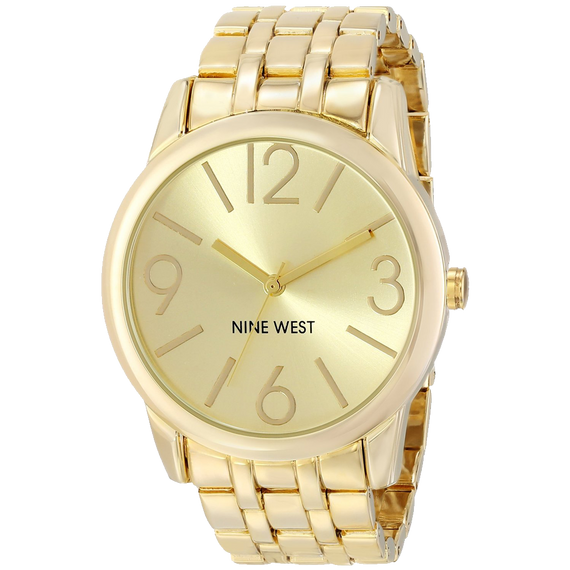 Nine West Womens NW 1578CHGB Champagne Dial Gold-Tone Bracelet Watch